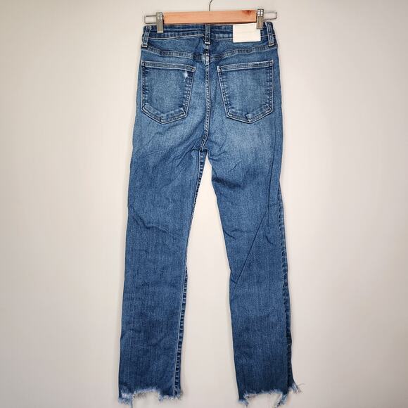 Jonathan Simkhai Standard River High Rise Straight Leg Fringe Hem Jeans 26 - Picture 5 of 7
